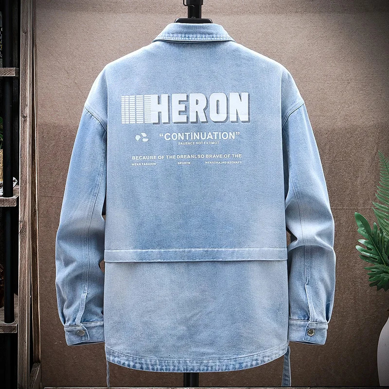 Mens Casual Cotton Denim Jackets Spring Autumn Hip Hop Streetwear Fashion Printed Top Jeans Youth Shirts Coat Clothing 250614