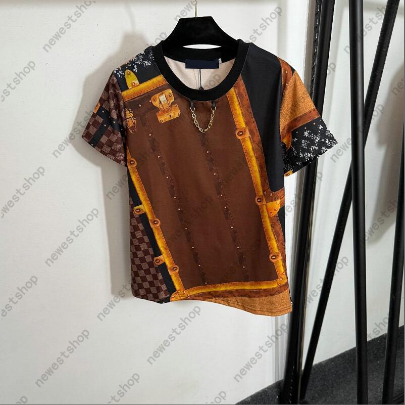 Summer womens T Shirts paris designer luxury tshirt women Threaded collar chain tshirt letter jacquard print t shirt lady casual cotton t-shirt tops tee