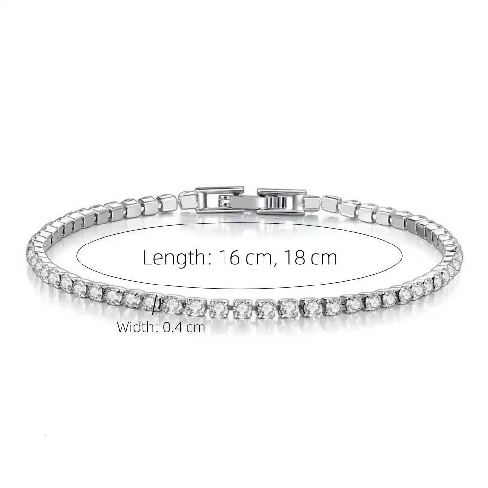 Stainless Steel Gold/ Silver Color 4mm Zirconia Chain Tennis Bracelets for Women 16/18 cm Wristband Pulsera Jewelry Gifts 250610