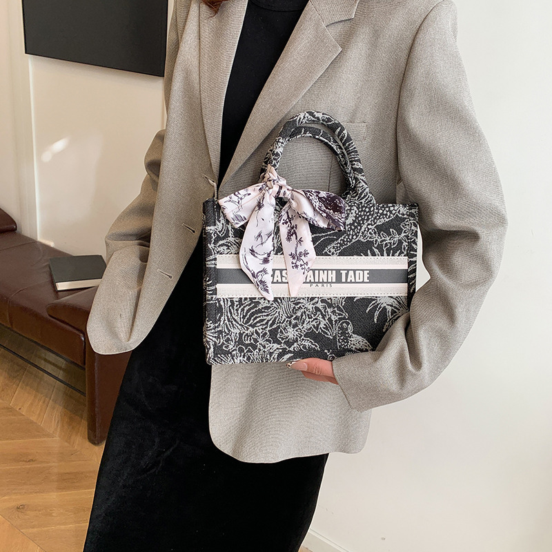 designer Fabric Print Tropical Rainforest Handbag Tote Bag for Women 2025 New Retro Large and Small Shoulder Bag