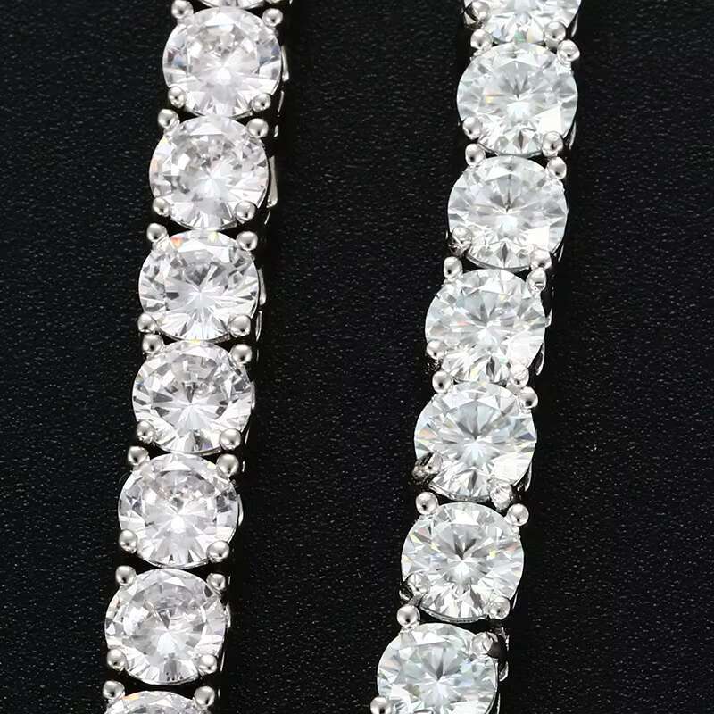 Wholesale 925 Sterling Silver Iced Out 3-5mm DEF Color VVS Moissanite Diamond Necklace Mens Tennis Chain Hiphop Jewelry