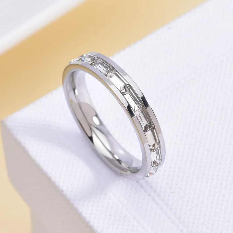Trendy High Quality Fine Waterproof Stainless Steel Zircon Jewelry Gold Plated Accessories Engament Ring Gift For Girlfriend 250610