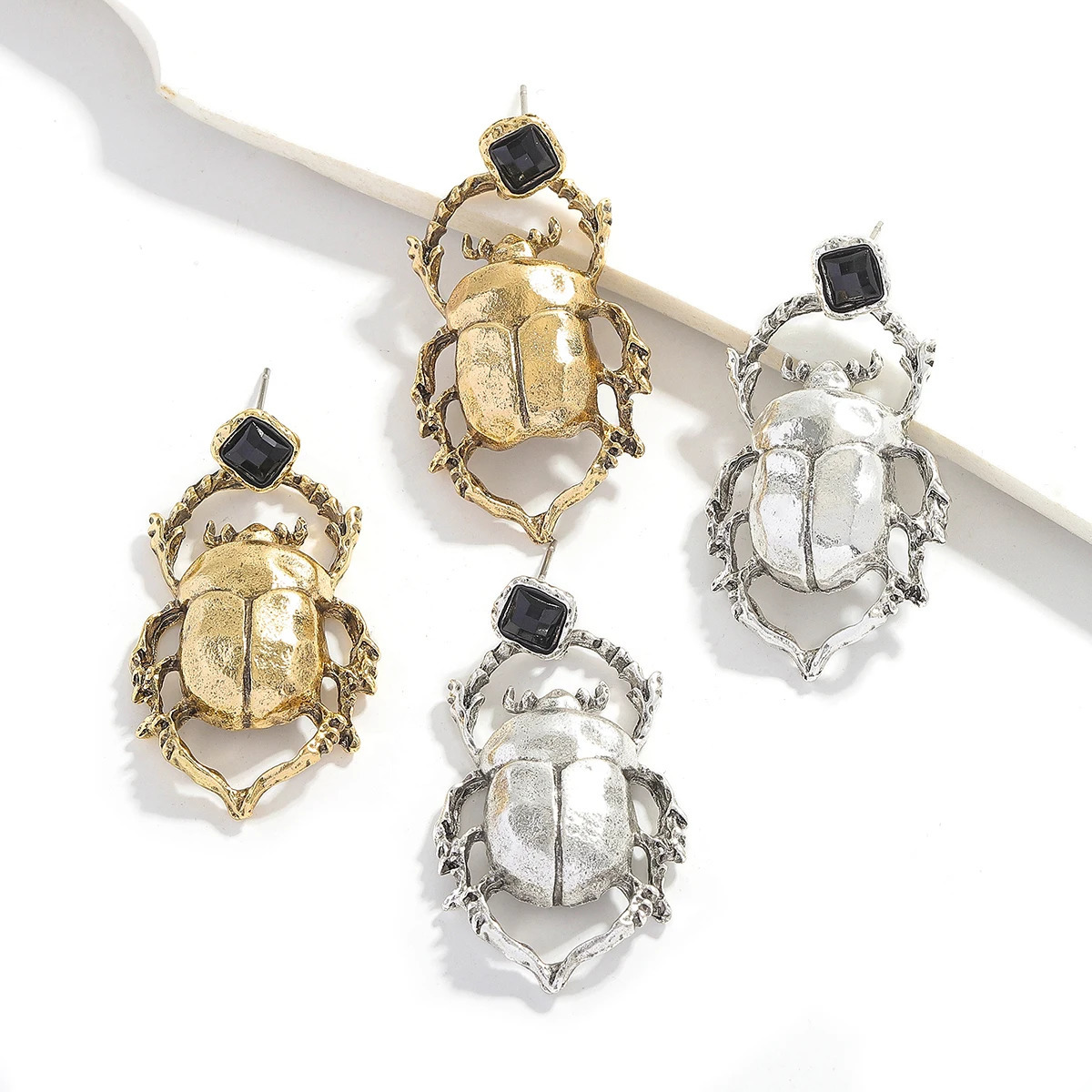 Trendy Maxi Beetle Earrings For Women Gold Silver Plated Alloy Exquisite Insect Jewelry Banquet Party Charm Accessories 250610