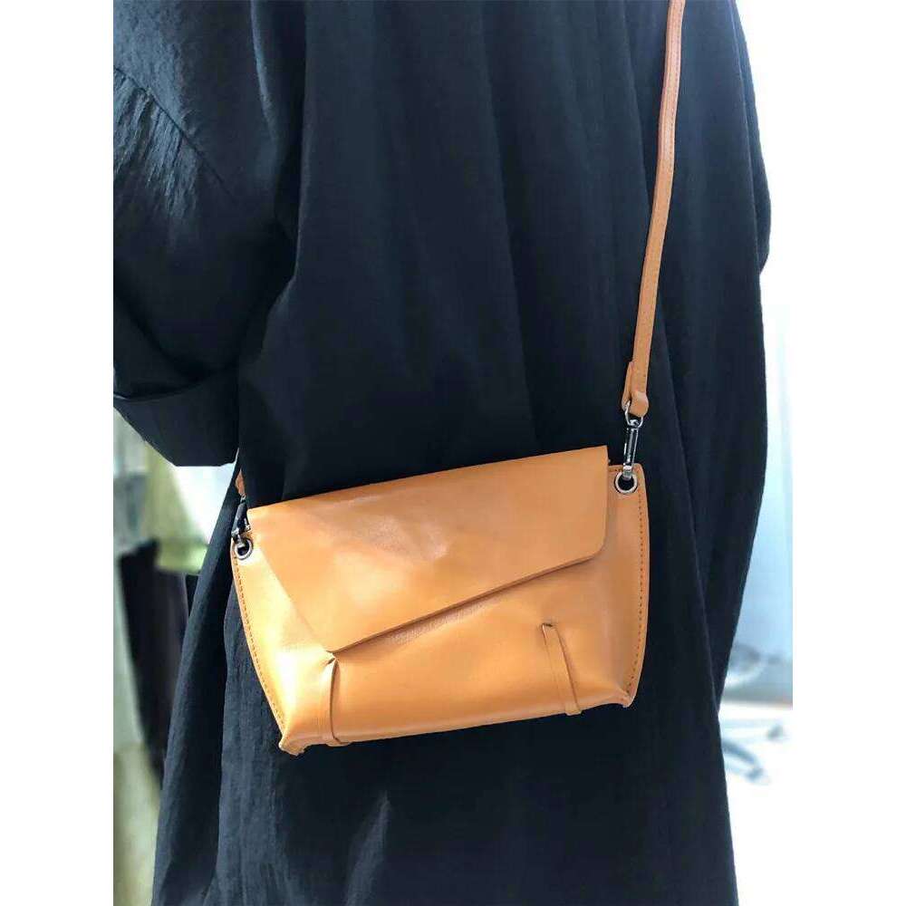 Natural Leather Crossbody For Women Retro Black First Layer Cowhide Small Flap Shoulder Messenger Bag Trend Ladies Clutches