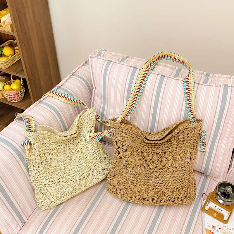 Straw Beach Tote Straw Woven For Women New Large Capacity Vacation Commuter Tote Niche Shoulder Underarm Bag Versatile Straw Large Tote