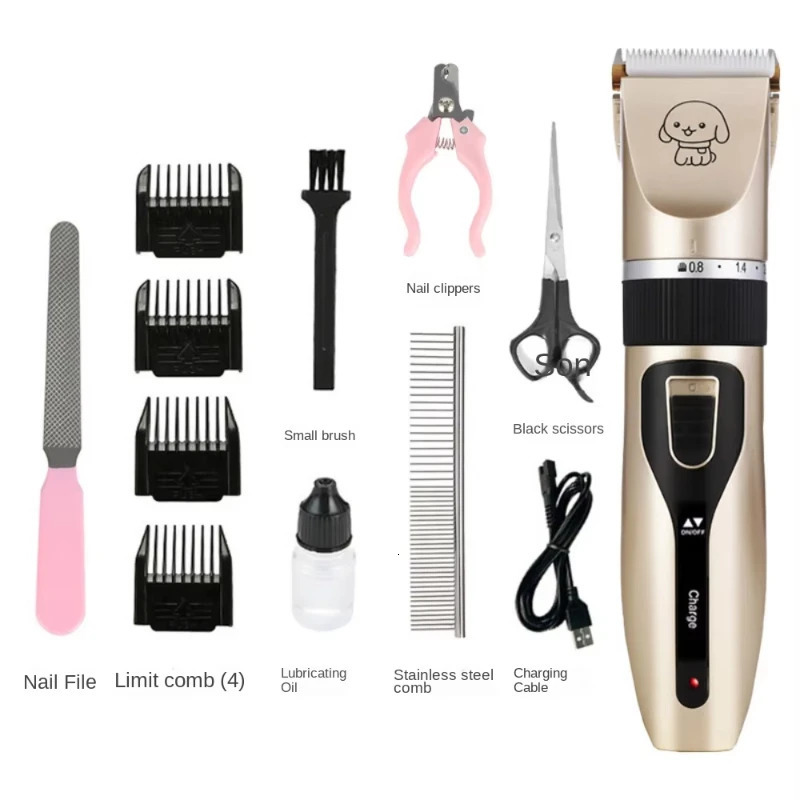 Cat Dog Hair Clipper Electrical Professional Hair Clipper for Pets Silent Hair Cutter USB Rechargeable Pet Grooming Clipper Set 250614