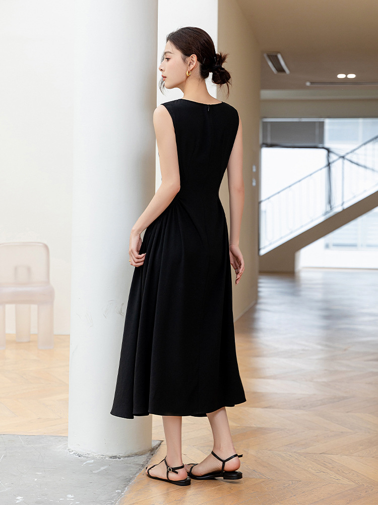 XR177 Summer French Drape Vest Long Dress Couture