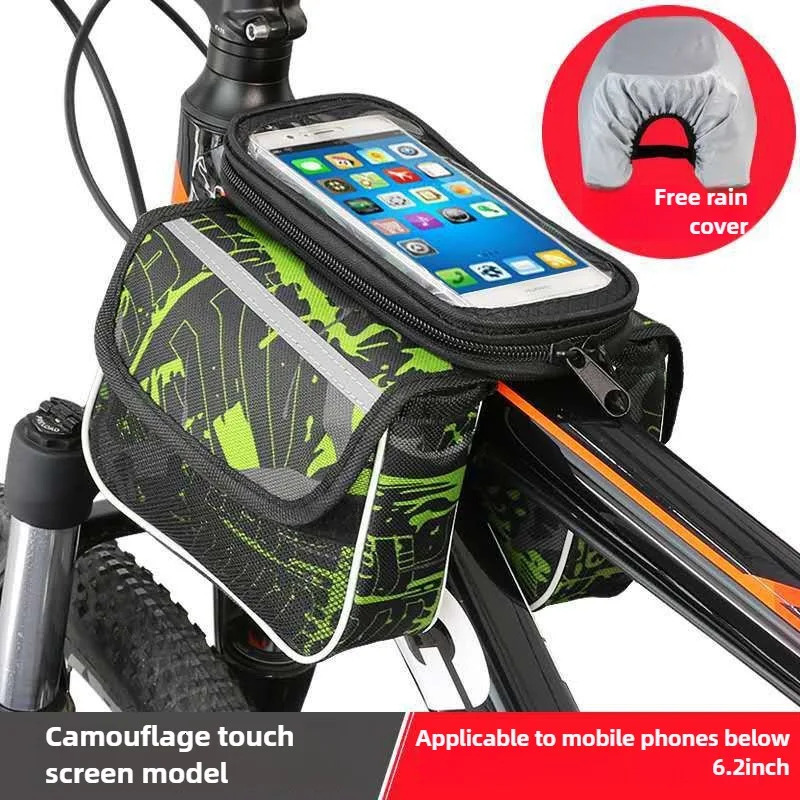 Bicycle Top Front Tube Frame Bag with 6 inches Touch-Sensitive Phone Window-Fully Waterproof Handlebar Bag for MTB Road Bike 250610