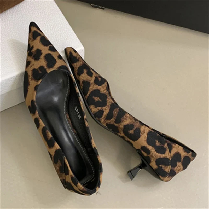 Eilyken Spring Leopard Print Woman Pumps Pointed Toe Thin Low Heels Elegant Party Female Shoes Zapatos De Mujer 250613