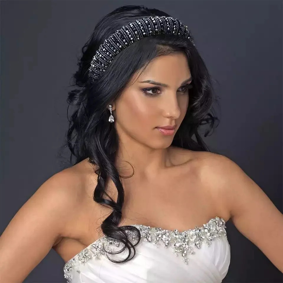 43Color Luxurious Shiny Rhinestone Headbands For Women Elegant Baroque Gem Hair Hoop Fashion HairBands Hair Accessoires 250610