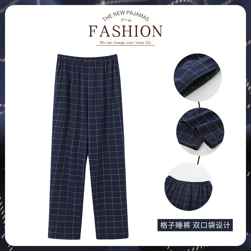 Style Cotton Plaid Pajama Pants For Adults Home Furnishing Trousers Men Sleep Bottom Wear 250611
