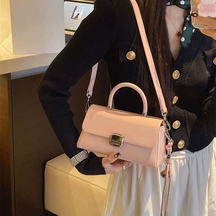 Niche Handheld High-end Genuine Leather Small Square 2025 Spring Summer New Korean Fashion Versatile Shoulder Crossbody Women's Bag