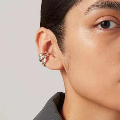 Fashion Minimalist Lines Multi Layered Gold Silver Ear Cuffs Earrings Women Everyday Jewelry 250610