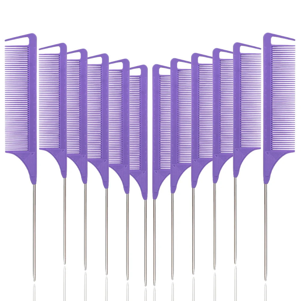 12pcs Pointed Tail Comb Dressing Styling Comb Heat-resistant Tail Comb Hair Salon Home Tools Special for Real Hair Wigs 250612
