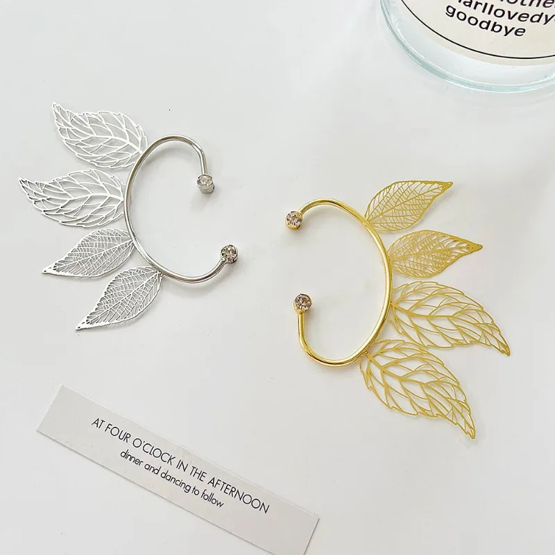 Personalized simple fashionable sparkling hollow leaf earrings song special style original ear clip womens accessory 250610