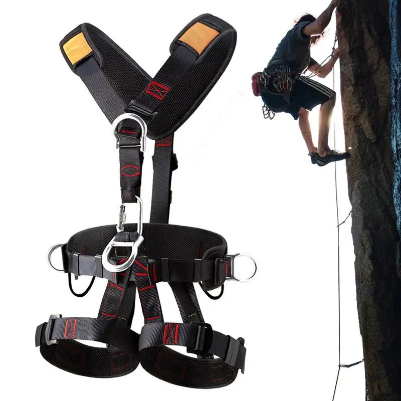 Safety Harness Fall Protection Kit Fivepoint Belt With Adjustable Buckles Detachable For Men Tree Climbing 250611