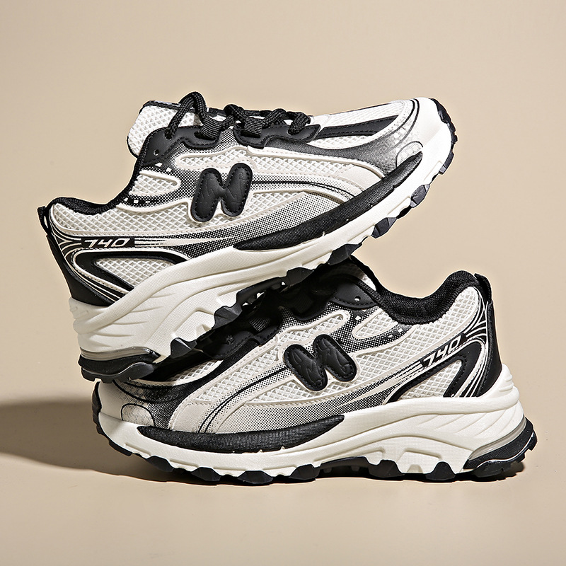 2025 Spring and Autumn Arrival Color - Blocked Laced Casual Shoes Breathable Running Shoes Versatile Athletic Dad Shoes for Women