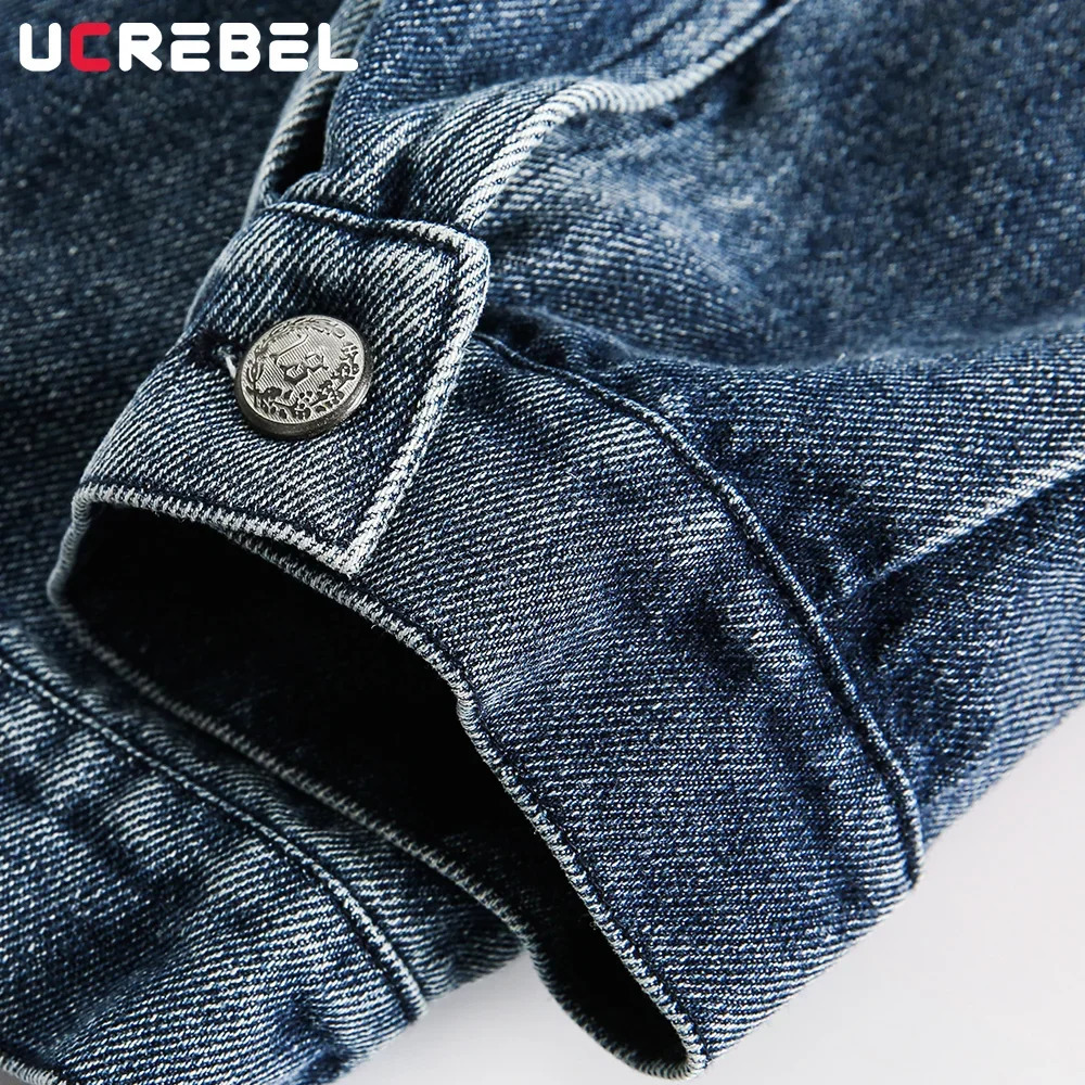 Plaid Patchwork Denim Jacket Mens High Street Autumn Lapel Single Breasted Long Sleeve Outerwear Jeans Jacket 250614