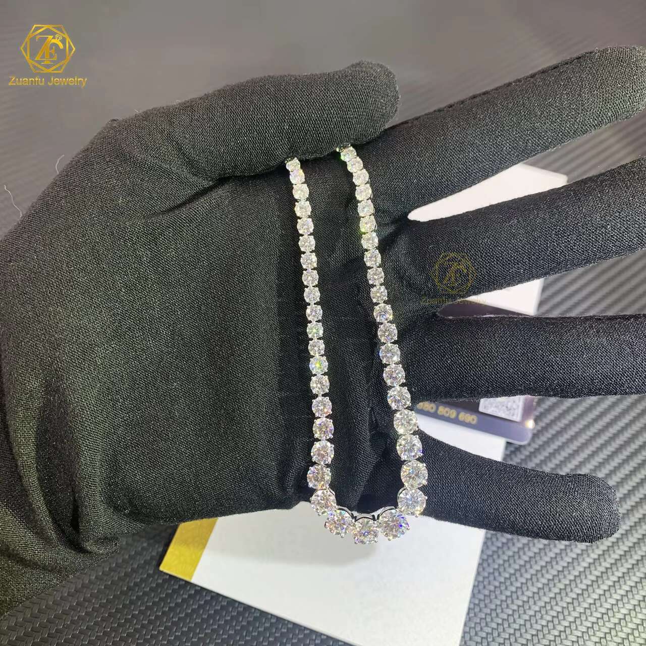 Graduated Riviera Diamond Tennis Necklace 17inches Moissanite Diamond Tennis Necklace for Her