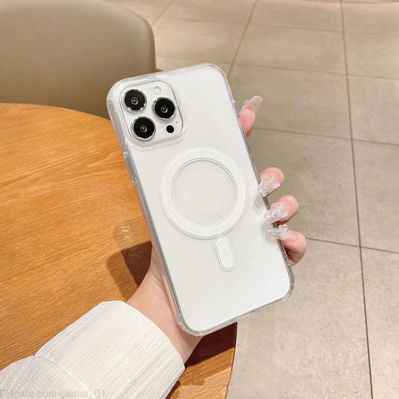 13 iPhone 14 11 Clear Magnetic Phone Case for Apple 15 12 Transparent PC Mobile Back Bumper Covers Compatible with MagSafe Wireless Charger Fundas Coq
