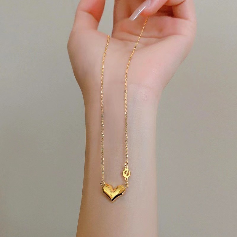 Fashion Light Style Personality English Heart Necklace for Women Titanium Steel Design Non-Fading Jewelry