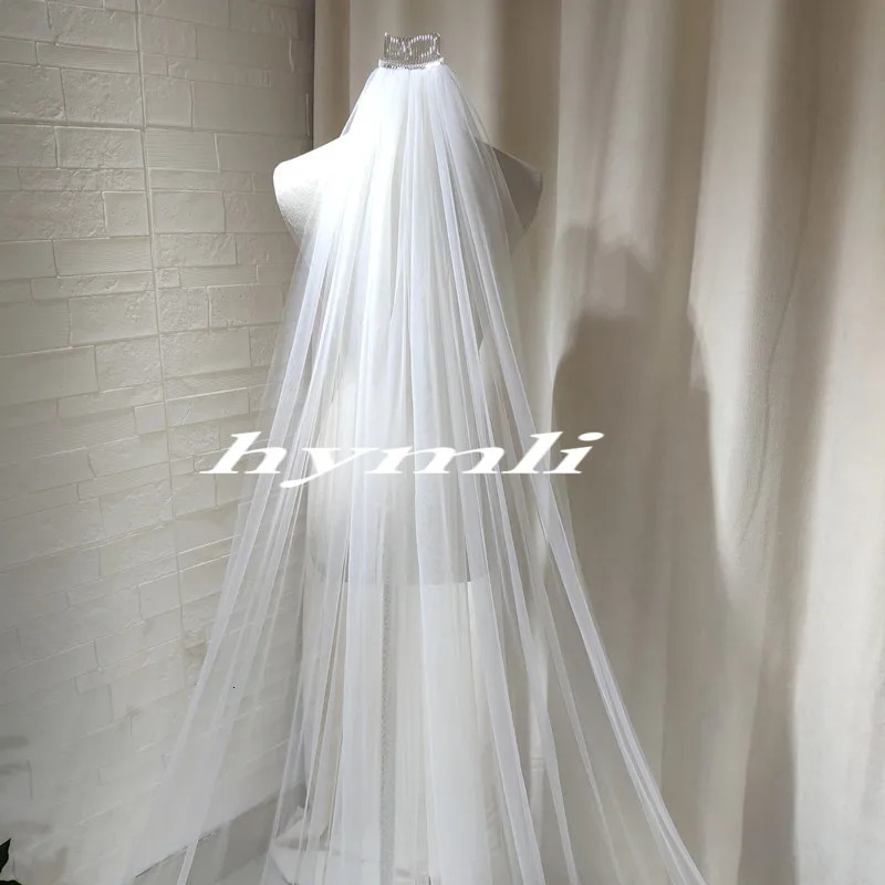 1 Layer Soft wide Tulle Bridal Veil Cathedral Length Wedding Veil with Comb in White Off-WhiteIvoryChampagne Black 250603
