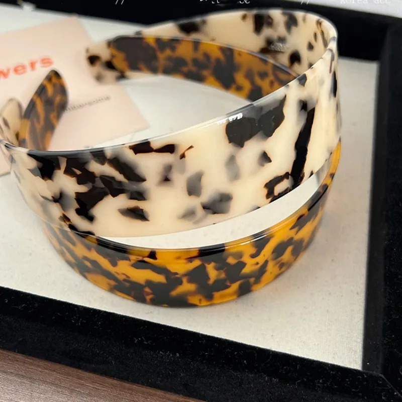 Retro Korean Style Acetate Tortoiseshell Leopard Print Comb With Anti Slip Wide Headband Party Hair Accessories For Ladies 250610