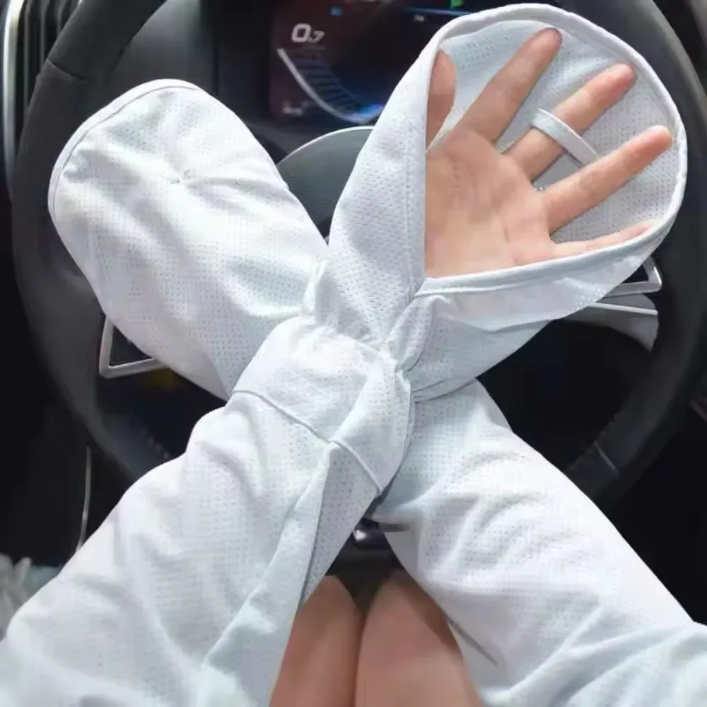 Summer Driving Fingerless Arm Sleeves Sun Protection Gloves Arm Sleeve Ice Silk Cooling Skin Protective Cover for Women Girls 250610