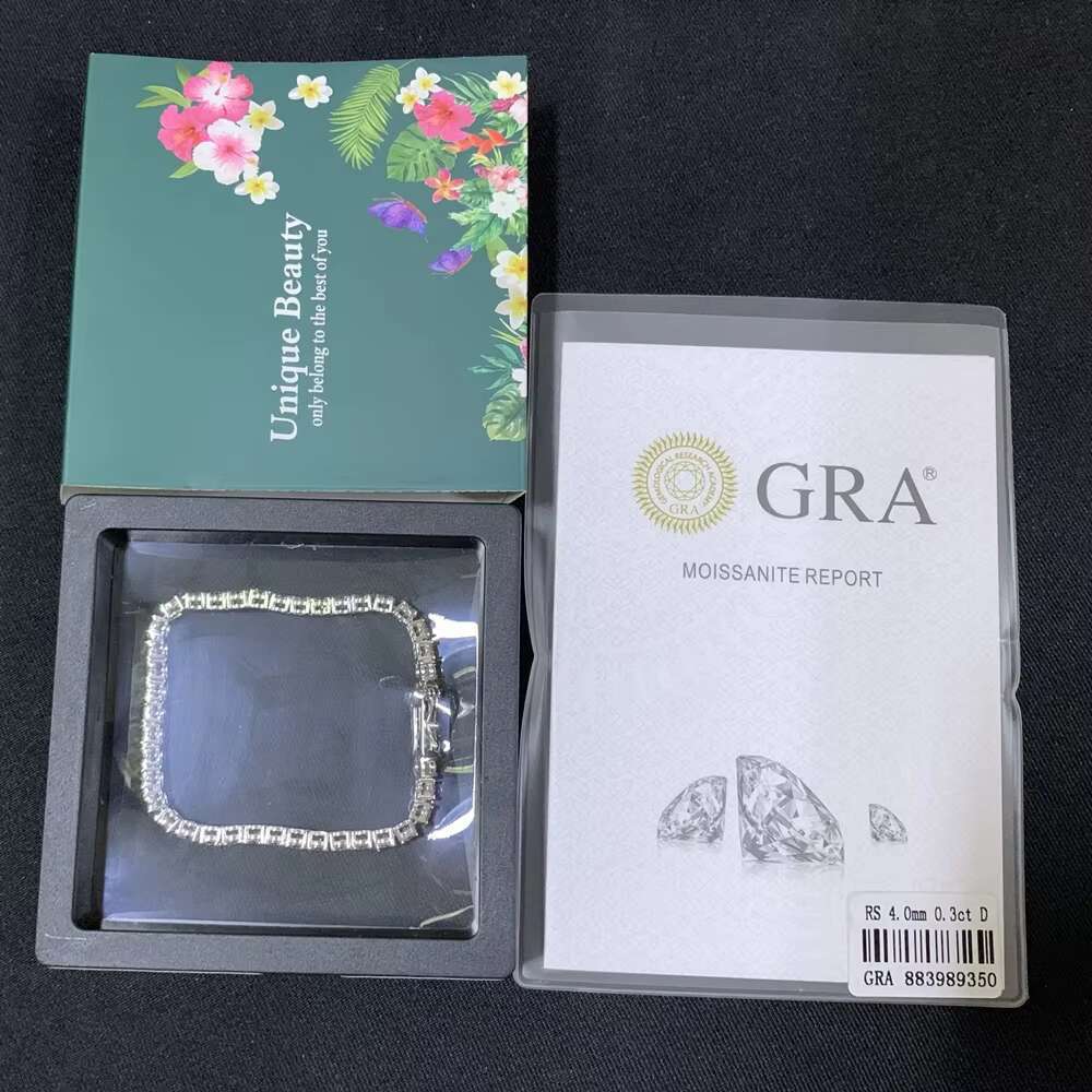 Fast Shipping 925 Silver Moissanite Tennis Bracelet Round Brilliant Cut Diamond Rhodium Plated Fashion Jewelry