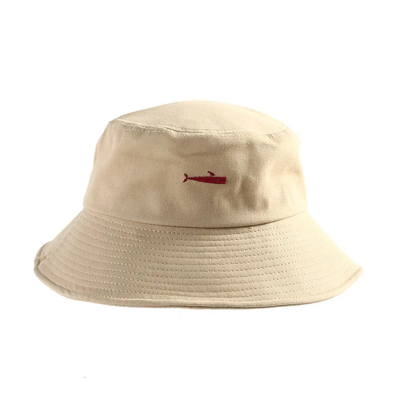 Women Bucket Hat Solid Cotton Whale Embroidery Summer Sun Hat Outdoor Men Beach Caps Unisex Fishermen Hat Hip Hop Female Cap 250610
