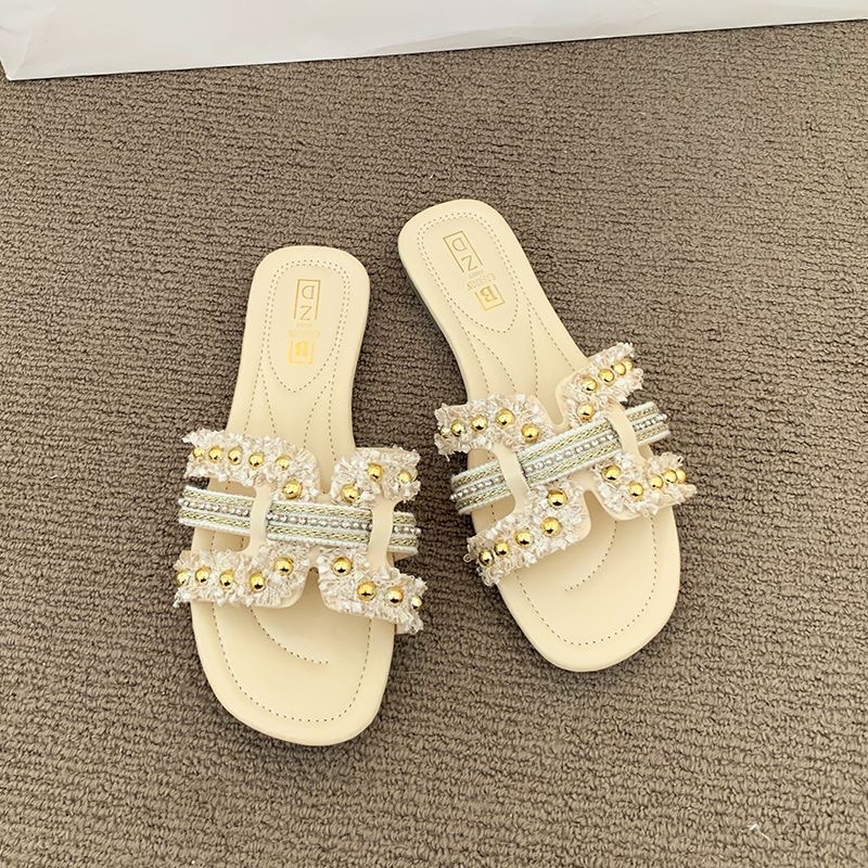 Free Shipping 2025 New Fashionable Designer Sandals Luxurious Versatile Classic Flat Slides for Womens Sandals Girl Blue Pink Embroidery Slipper Outdo