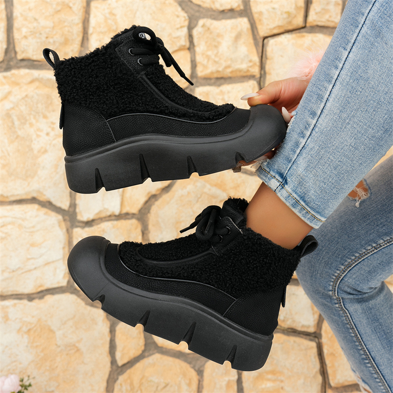 hot Free shipping designer Boots for woman cotton shoes winter new thick soled plush Solid Fashion Boots classic vintage black brown grey snow boots