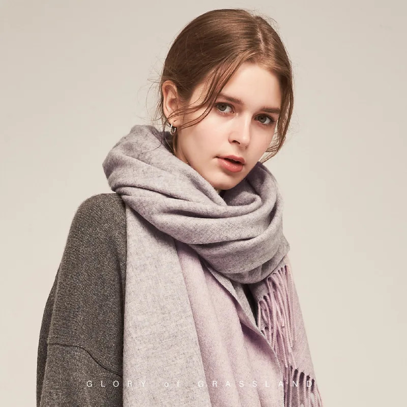 100% Wool Scarf Women Thickening Cashmere Winter Scars Shawls Fashion Female Pashmina Scarves Oversized Keep Warm Warps 300g 250610