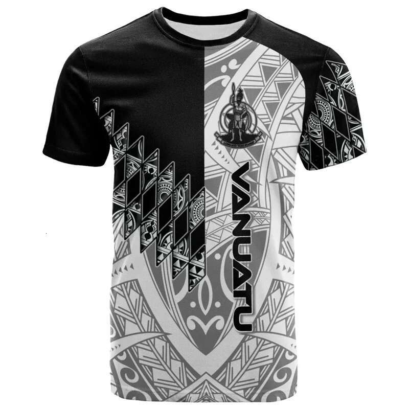 Vanuatu 3D Printing T Shirt For Men Polynesian Graphic T-shirt Round Neck Short Sleeves Summer Casual Streetwear Tee Shirts