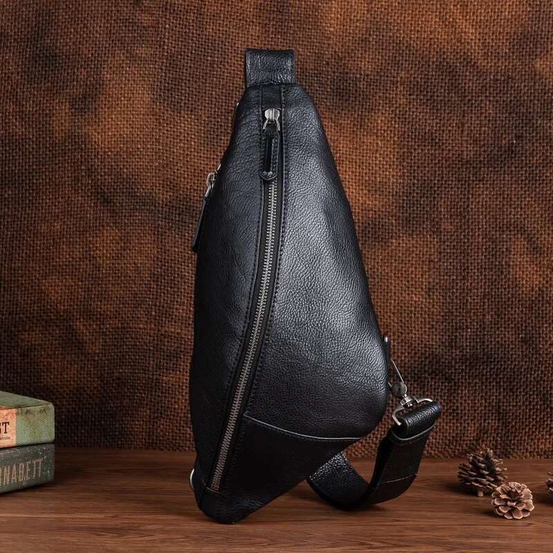 2023 New Handmade Men's Retro Chest Bag Genuine Cowhide Leather Male For Men Backpack Crossbody Messenger Bags