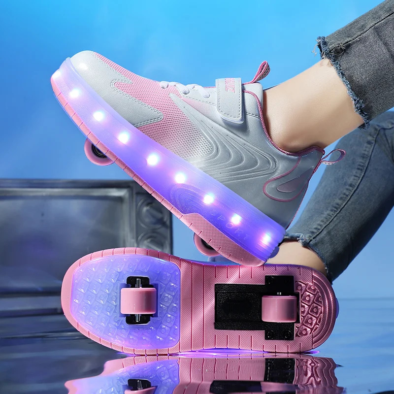 Kids Sneakers USB Recharge Light Up Skates Shoes Boys Girls Casual Skateboarding Shoe Roller Skate Outdoor Sports Shoes With LED 250614