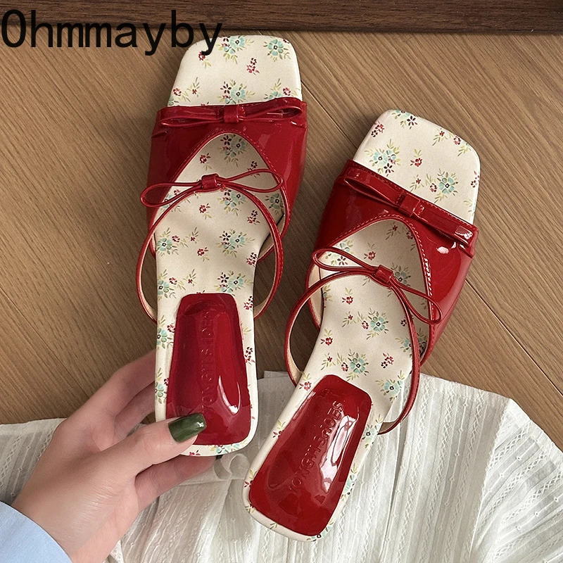 Summer Wedges Heel Women Slippers Fashion Open Toe Butterfly-knot Ladies Dress Slides Lazy Shoes 250614