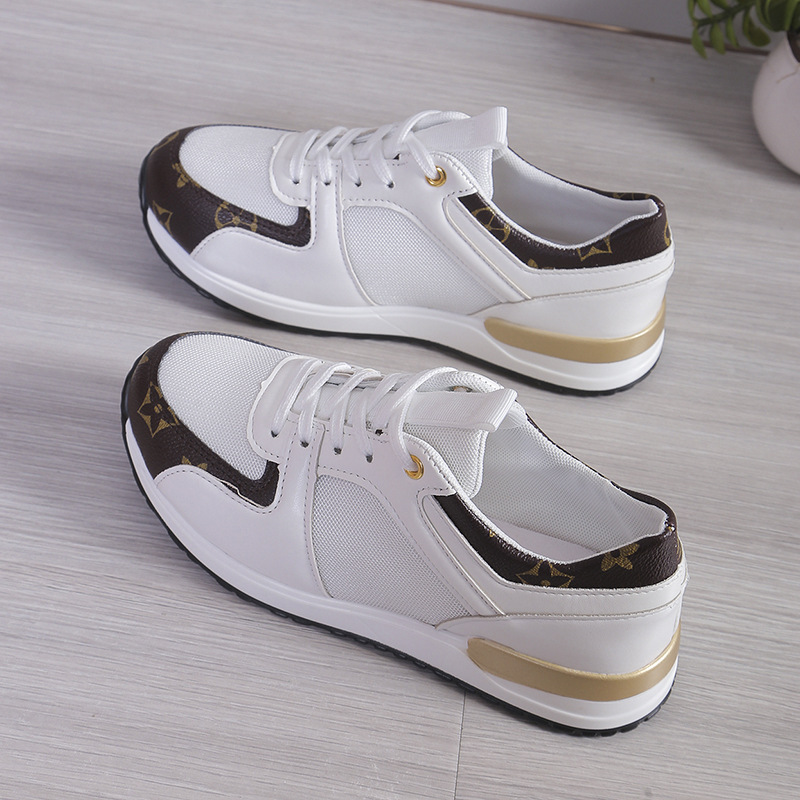 Fashion Plus Size 36-43 Print Unisex Sneakers 2025 New Design Round Toe Leather Upper Non Slip Lace Up Running Shoes Men Women White Black