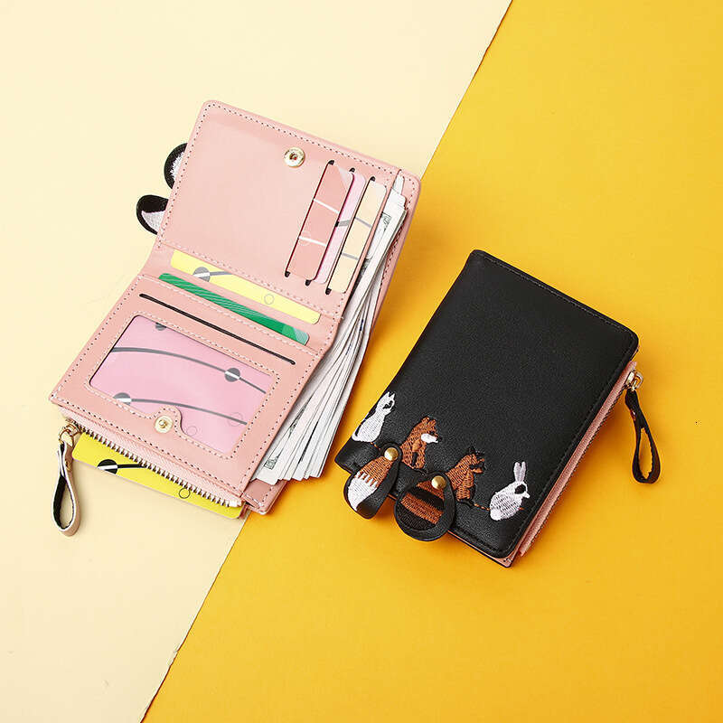 Hot Selling New Women's Short Student Wallet Korean Version Cute Fresh Card Holder Cartoon Mini Personality Coin Purse