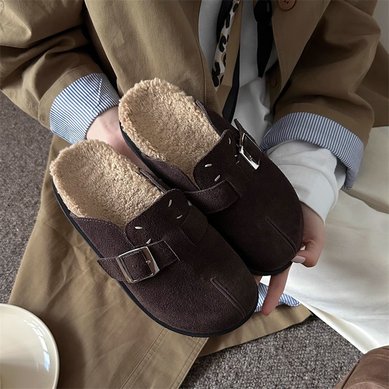 hot free shipping designer slippers for woman winter new Indoor outdoor Snow boots keep warm vintage brown khaki Plush sandals