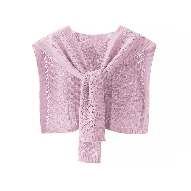 K1031 New hollow knitted small shawl for women Korean style all-match office air-conditioned room solid color knotted with shirt small waistcoat