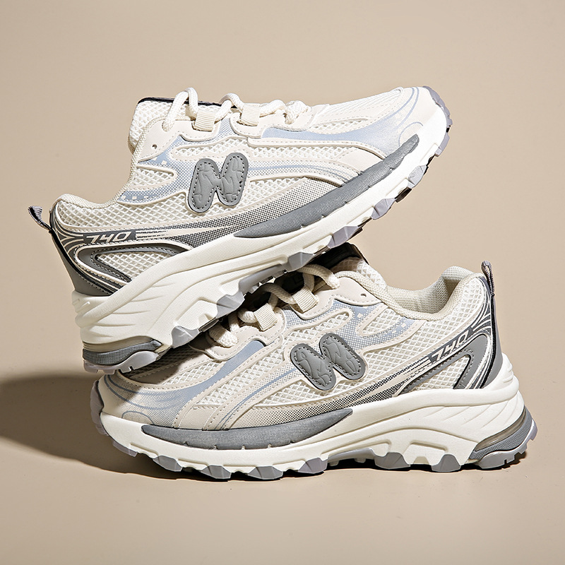 2025 Spring and Autumn Arrival Color - Blocked Laced Casual Shoes Breathable Running Shoes Versatile Athletic Dad Shoes for Women