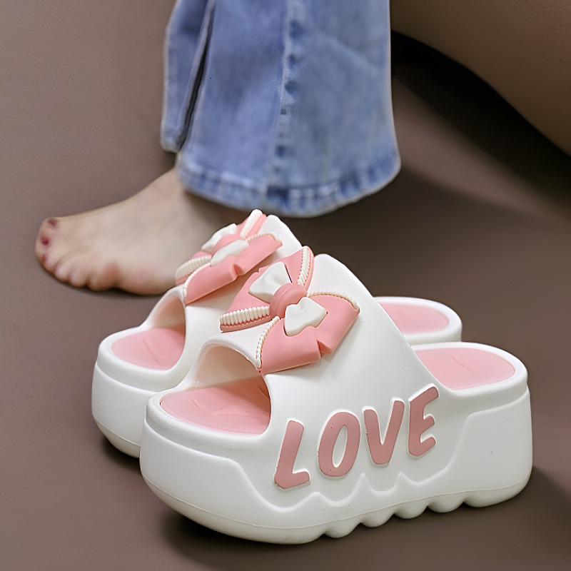 Summer New Thick soled Women's High Heels Indoor Fashion Bow Designer Sandals Women's Fashion Sandals Women's Slippers