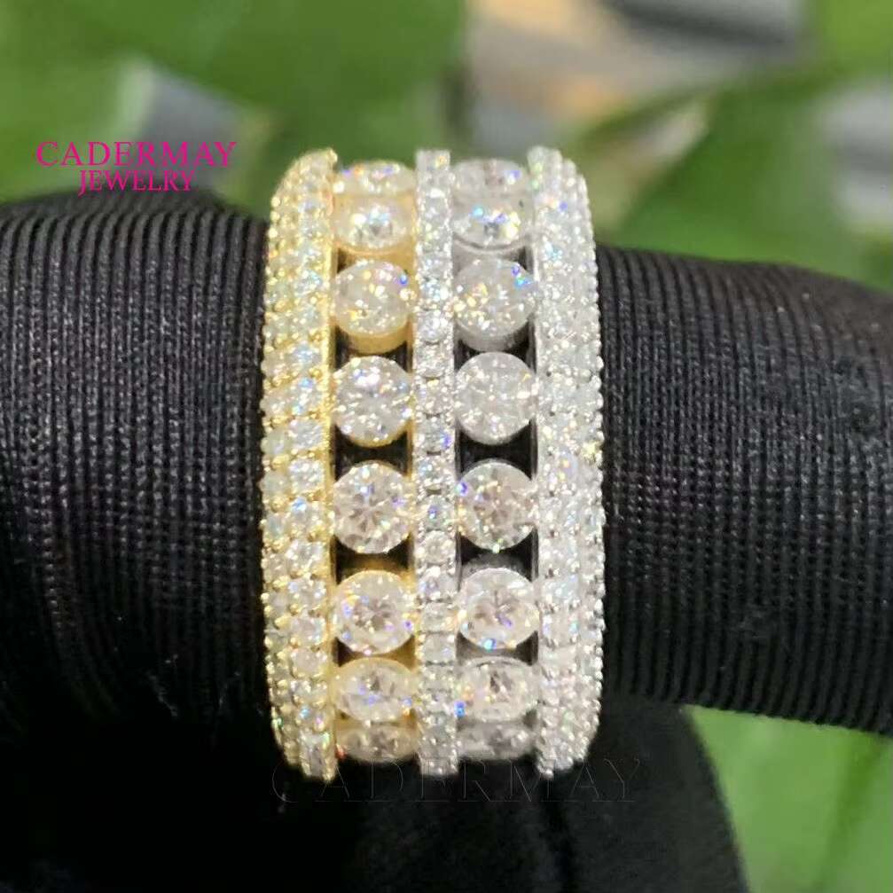 Cadermay Two Tone Simple Style D VVS1 Moissanite Ring Sterling Silver 925 Fancy Moissanite Jewelry Ring