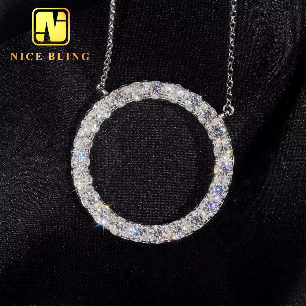 GRA Certificated Circle Shape Design Moissanite Necklace Custom Women High Quality Pendant Necklace Jewelry