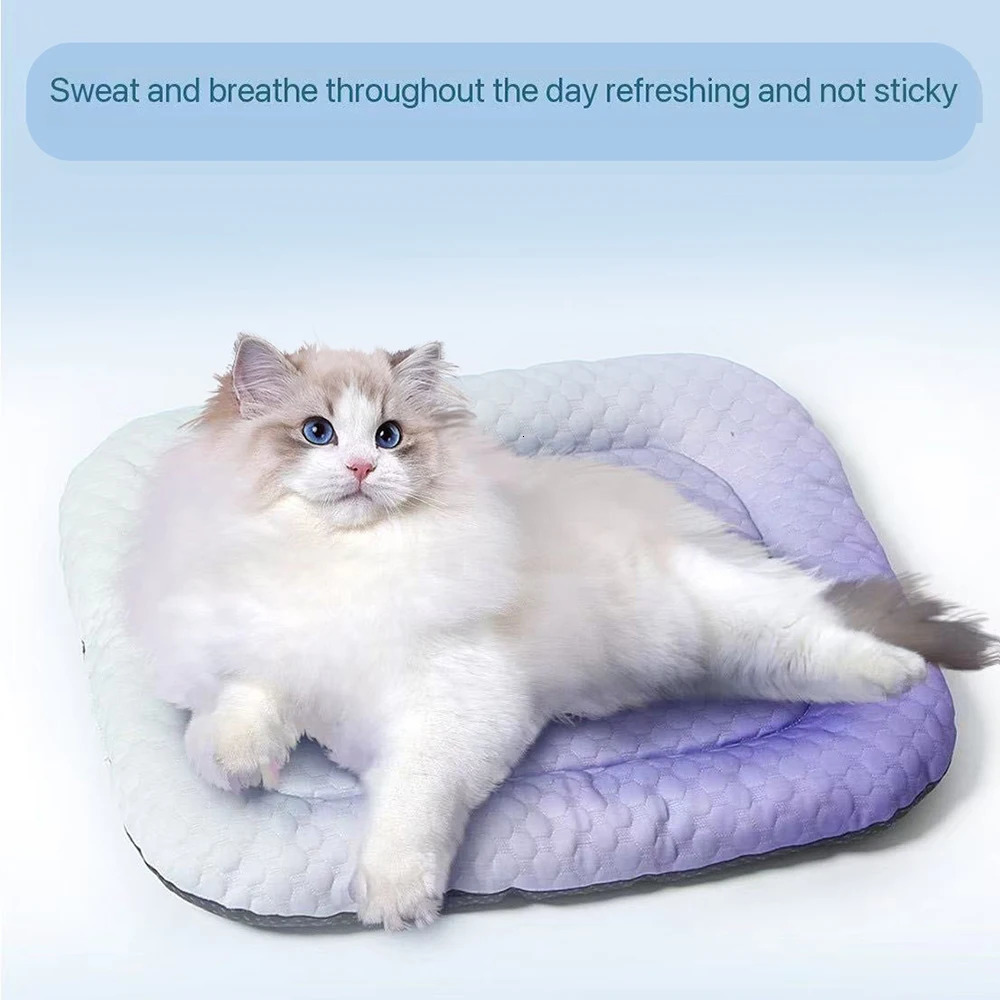 Breathable Cooling Pet Bed for Cats Dogs - Ice Fabric Summer Mat Chill Pad for Kennel Indoor Outdoor Use Lightweight 250614