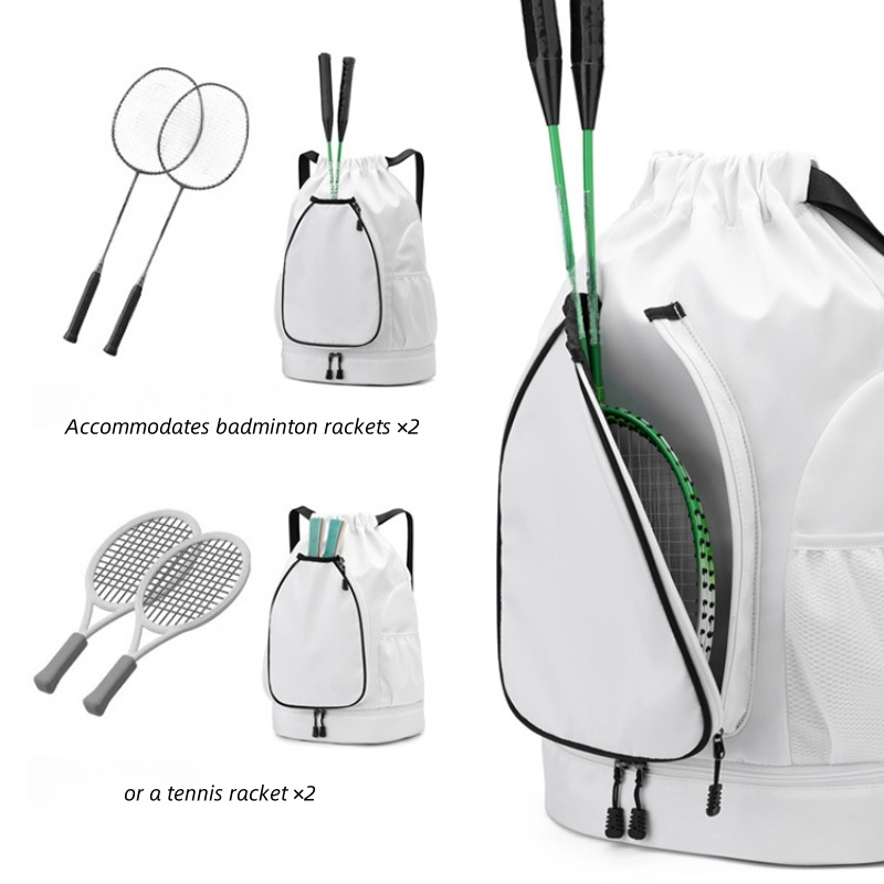 Tennis bag sports outdoors backpacks badminton bags multifunctional large capacity separate shoe compartment drawstring backpack lightweight waterproo