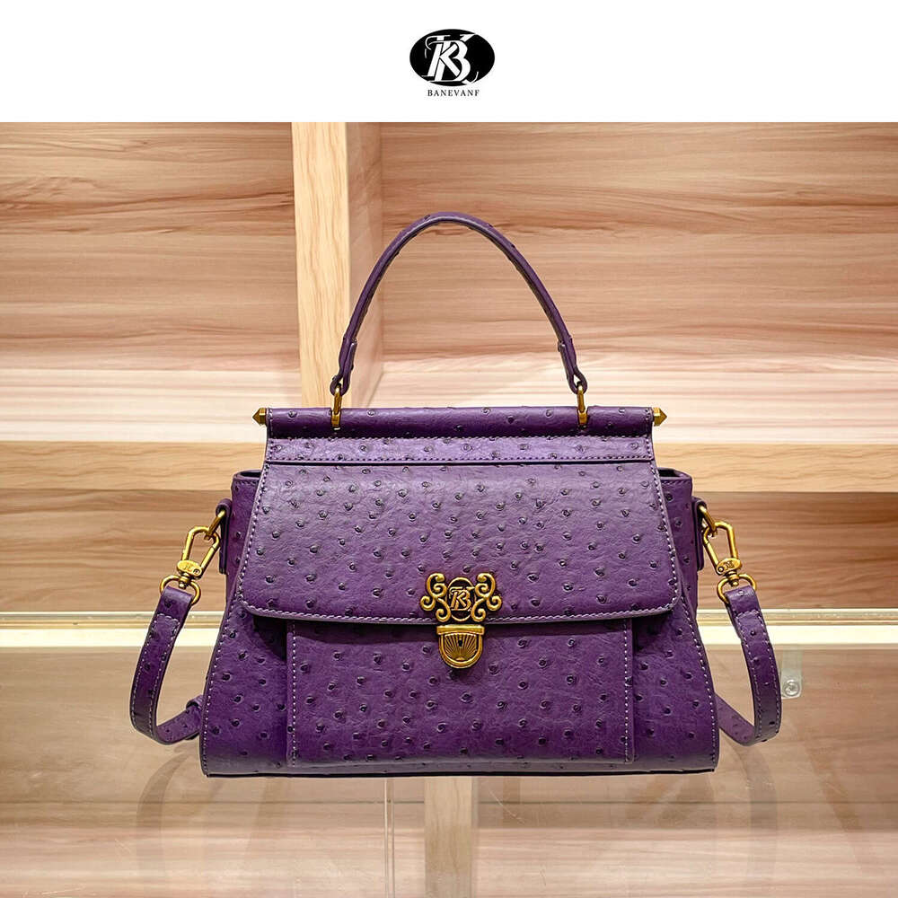 2024 Autumn Princess BANEVANF Winter New Handbag with Lock Purple Women's Shoulder Crossbody Large Bag