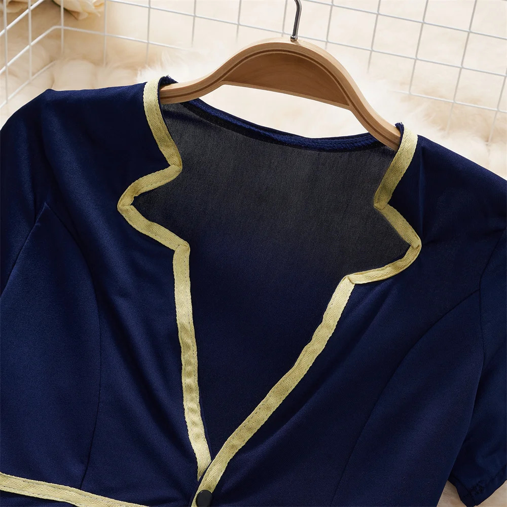 Irregular Short Sleeve Slim Crop Top Elastic Waist ALine Short Skirt Set Erotic Lingerie Cosplay Womens Secret Clothes Pajamas 250609