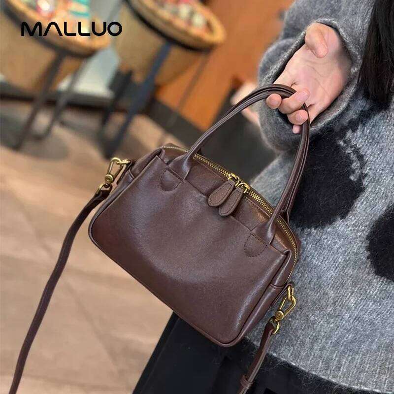 Women's Natural Cow Leather Handbag Ladies High Quality Shoulder Bag Female Fashion Retro Designer Cowhide Crossbody Bags